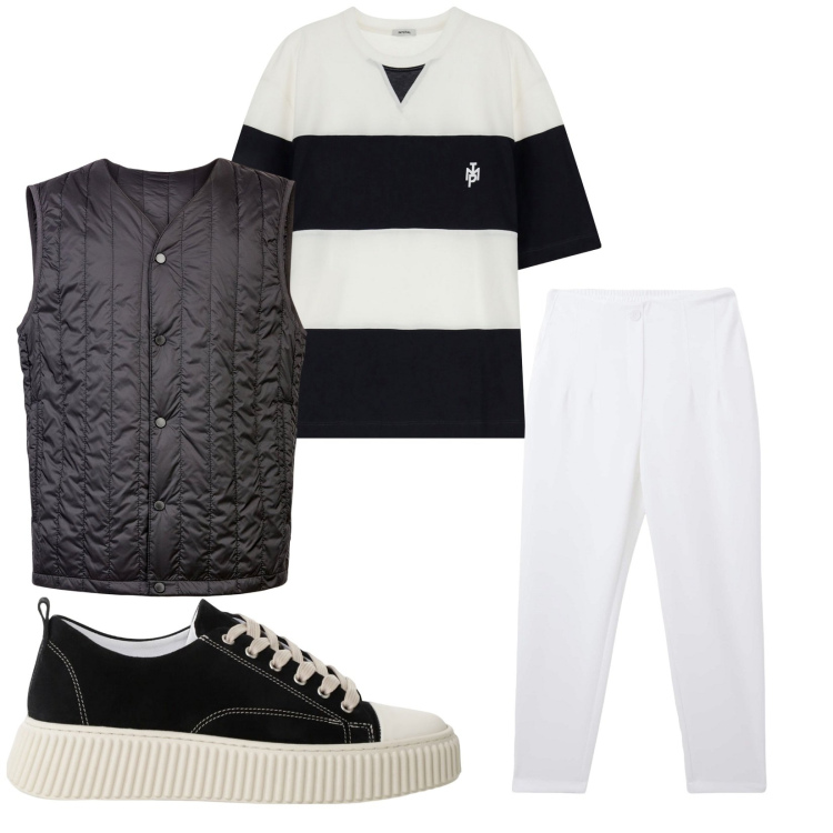 Outfit uomo - Total look #2248466. Stile Casual per Tutti i giorni. Abbinamento con pantaloni chino, sneakers, t-shirt, piumini.