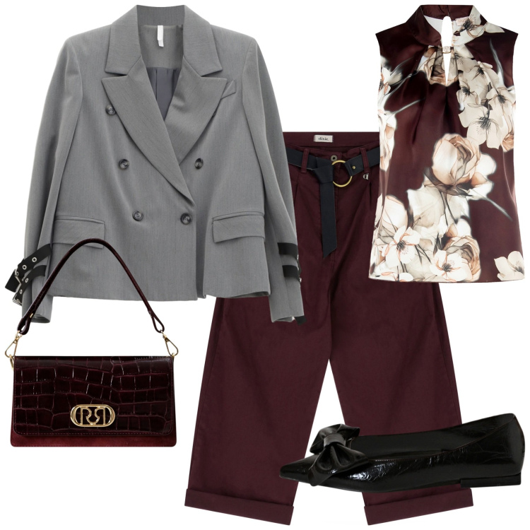 Outfit donna - Total look #2248481. Stile Glamour per Serata fuori. Abbinamento con top, ballerine, borse a mano, blazer, pantaloni.