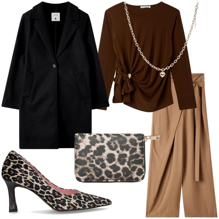 Outfit donna - Terranova - Serata graffiante. Stile Chic per Serata fuori. Abbinamento con collane, pantaloni, portafogli, cappotti, t-shirt, décolleté.