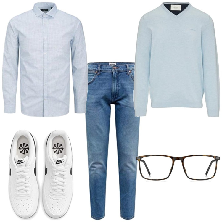 Outfit homme - Casual #15257. Style Casual pour Tous les jours. Assortir avec jeans, pulls, sneakers, lunettes de soleil, chemisiers.