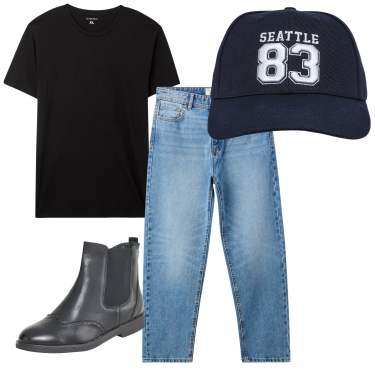 Outfit uomo - Stivaletti da uomo. Stile Urban per Tutti i giorni. Abbinamento con stivali e stivaletti, jeans, cappelli, t-shirt.