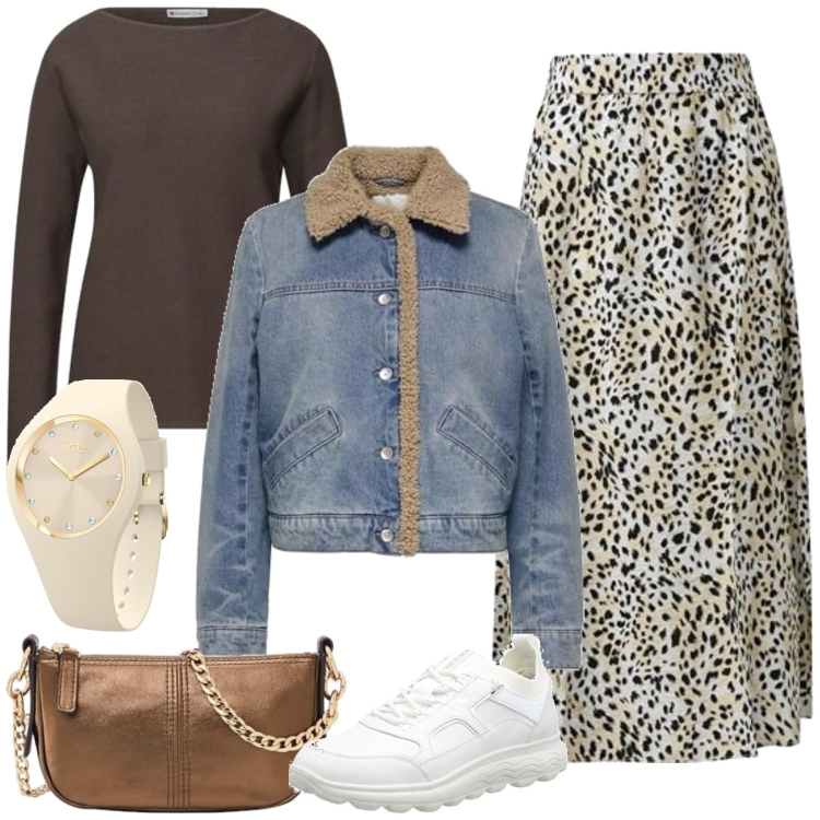 Outfit femme - Carlotta. Style Basique pour Tous les jours. Assortir avec blazers, jupes au genou, sneakers, sacs en bandoulière, montres analogiques, pulls.