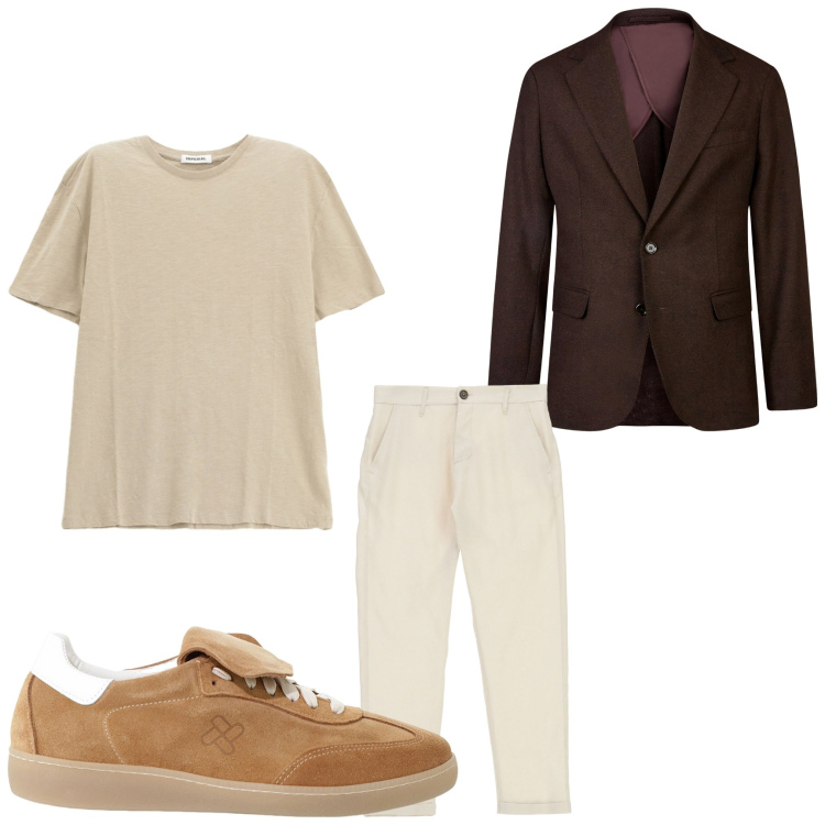 Outfit uomo - Spezzato. Stile Business/Elegante per Serata speciale. Abbinamento con sneakers, t-shirt, pantaloni, giacche.