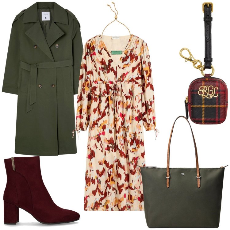 Outfit donna - Bon ton. Stile Bon Ton per Tutti i giorni. Abbinamento con vestiti midi/longuette, trench, borse tote, braccialetti, pochette, stivaletti.