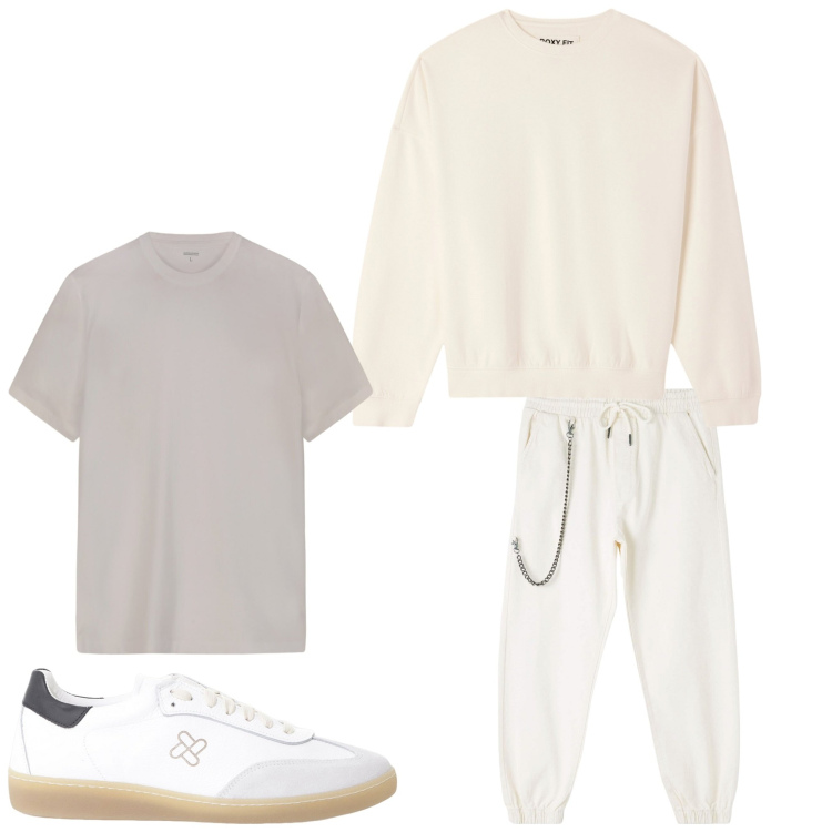 Outfit uomo - Sportivo. Stile Casual per Cerimonia. Abbinamento con pantaloni sportivi, felpe, sneakers, t-shirt.