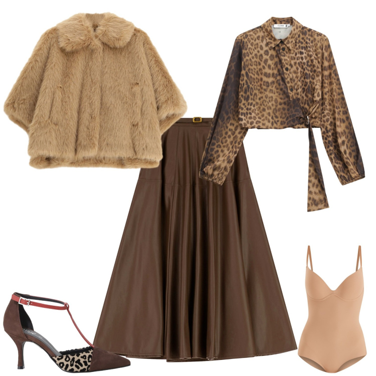 Outfit donna - Total look #2248624. Stile Glamour per Serata fuori. Abbinamento con body, camicie, blazer, gonne lunghe, décolleté.