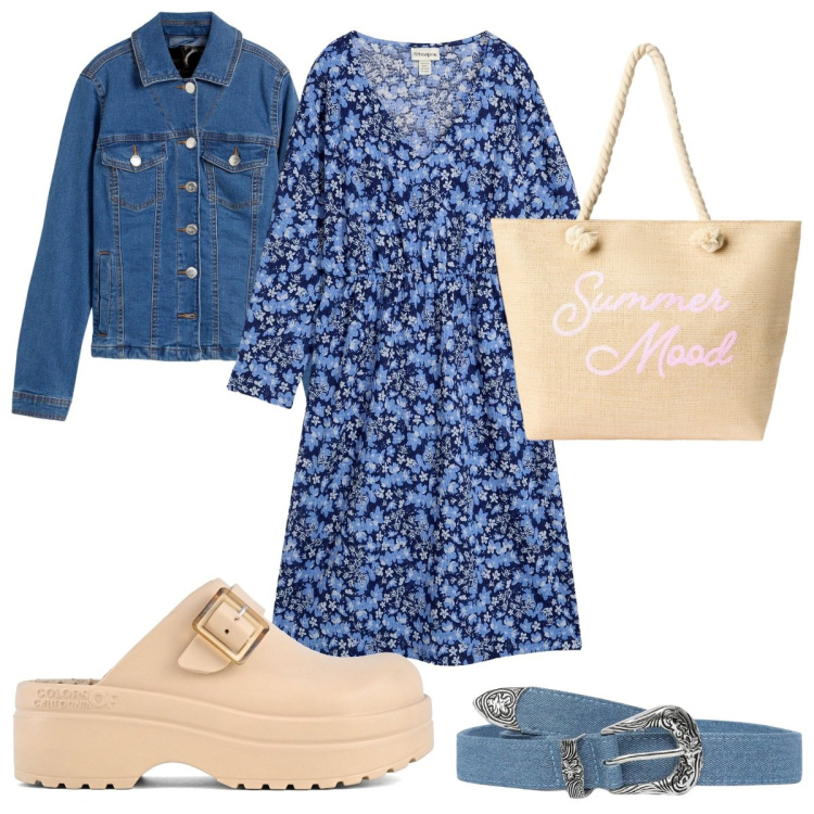 Outfit donna - Il giubbino di jeans super versatile: bo. Stile Boho per Tutti i giorni. Abbinamento con blazer, vestiti, cinture, borse tote, sandali.