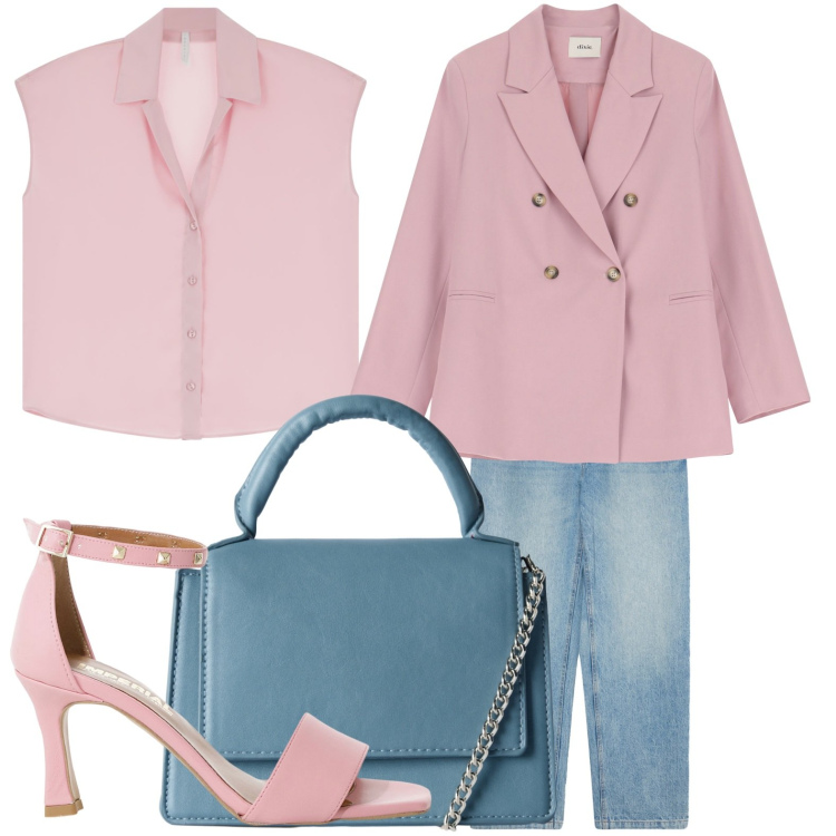 Outfit donna - La camicia leggera. Stile Minimal per Ufficio. Abbinamento con borse a tracolla, jeans, sandali col tacco, camicie, blazer.