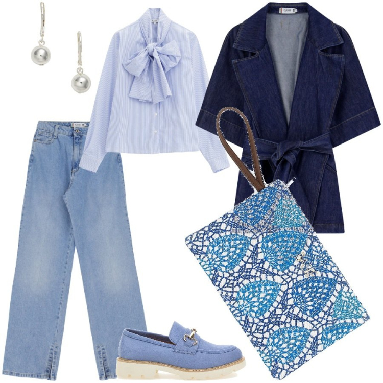 Outfit donna - Il trench a vestaglia. Stile Casual chic per Tutti i giorni. Abbinamento con camicie, jeans, trench, orecchini, mocassini, pochette.