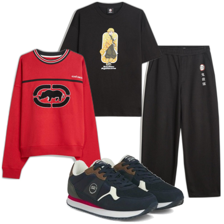 Outfit hombre - Casual look. Estilo Casual para Todos los días. Combinación con camiseta, sneakers, pantalones, sudaderas.