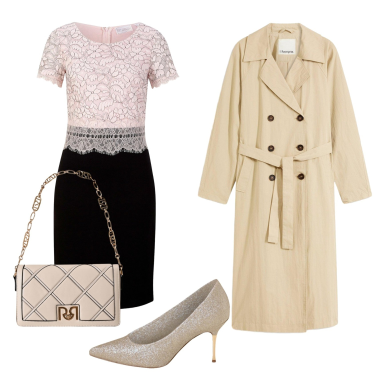 Outfit donna - Total look #2248841. Stile Casual chic per Tutti i giorni. Abbinamento con vestiti, trench, borse a tracolla, décolleté.