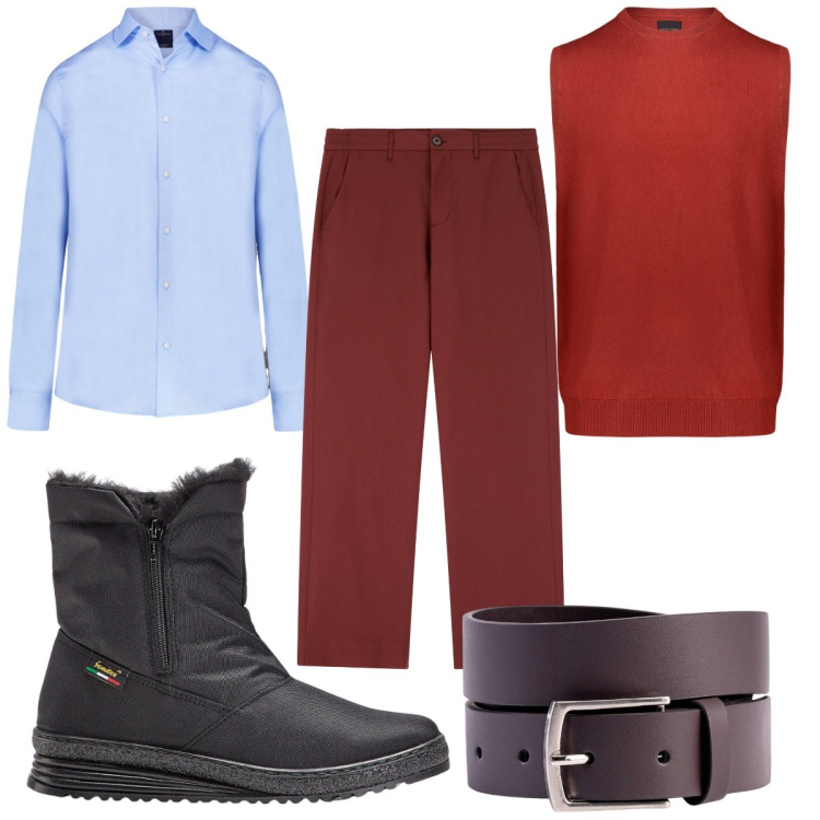 Outfit uomo - Total look #2248844. Stile Casual per Tutti i giorni. Abbinamento con stivali e stivaletti, pantaloni, gilet, camicie, cinture.