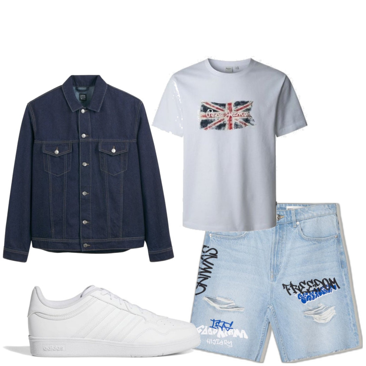 Outfit hombre - Casual look. Estilo Casual para Todos los días. Combinación con chaquetas, bermudas, camiseta, sneakers.