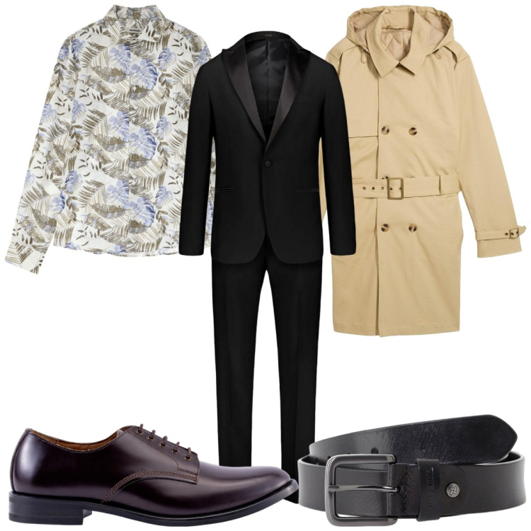 Outfit uomo - Total look #2248861. Stile Business/Elegante per Cerimonia. Abbinamento con trench, cinture, camicie, abiti, scarpe stringate.
