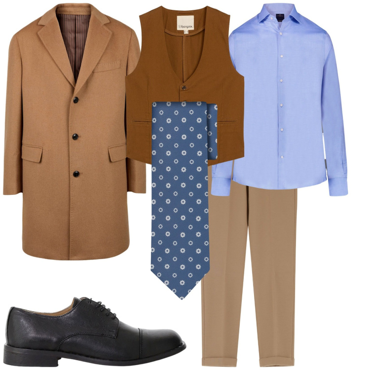 Outfit uomo - Total look #2248863. Stile Business/Elegante per Serata speciale. Abbinamento con gilet, pantaloni, scarpe stringate, camicie, cappotti, cravatte.