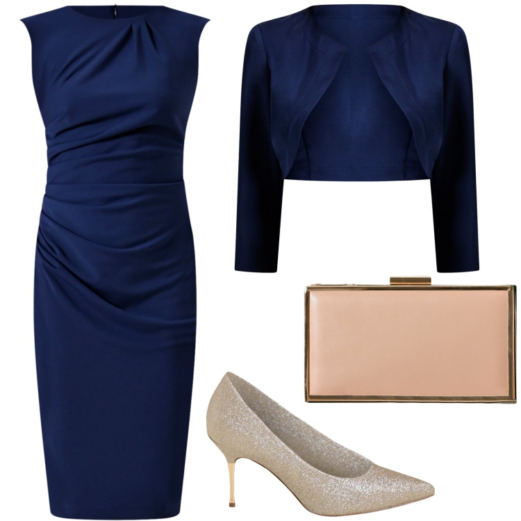Outfit donna - Total look #2248926. Stile Chic per Serata fuori. Abbinamento con pochette, bolero, vestiti a tubino, décolleté.