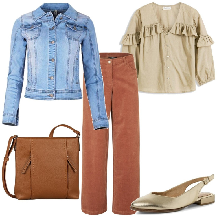 Outfit femme - Veste en jean d automne. Style Tendance pour Tous les jours. Assortir avec pantalon , chemisiers, blazers, ballerines, sacs en bandoulière.