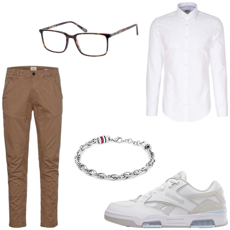 Outfit homme - Business/Elégant #2510. Style Business/Elégant pour Tous les jours. Assortir avec chemisiers, pantalon , lunettes de soleil, sneakers, bracelets.
