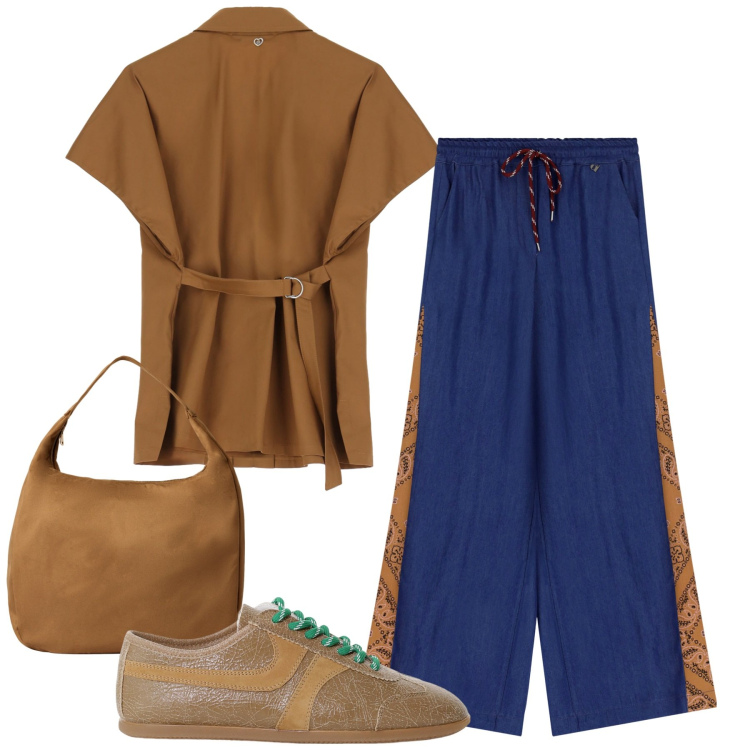 Outfit donna - City. Stile Casual per Tutti i giorni. Abbinamento con borse a mano, camicie, sneakers, jeans.