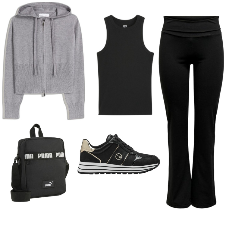 Outfit mujer - Basic #4858. Estilo Basic para Todos los días. Combinación con sneakers, pantalones, sudaderas con capucha, bandoleras, camisetas sin mangas.