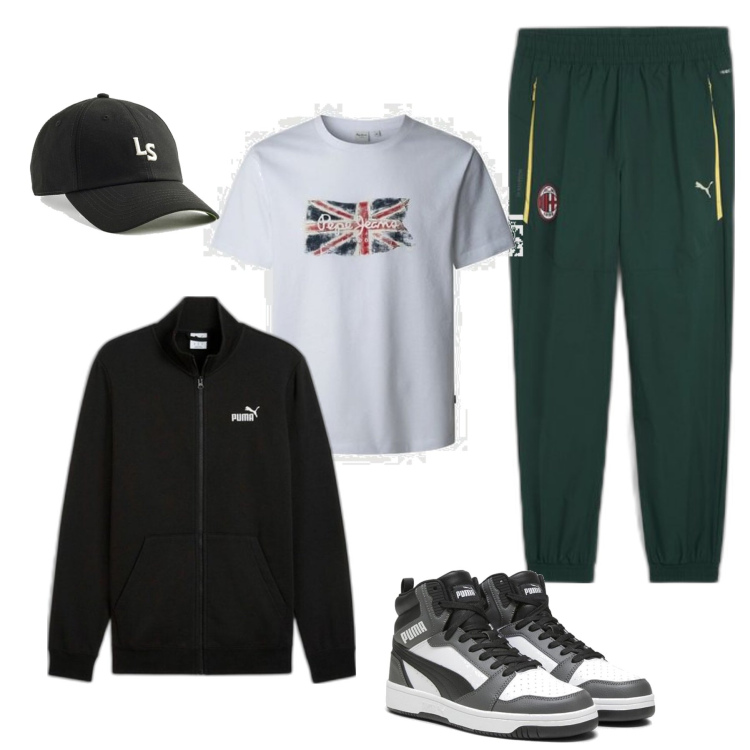 Outfit hombre - Urban #4452. Estilo Urban para Todos los días. Combinación con sneakers, sudaderas con capucha, camiseta, pantalones, sombreros.
