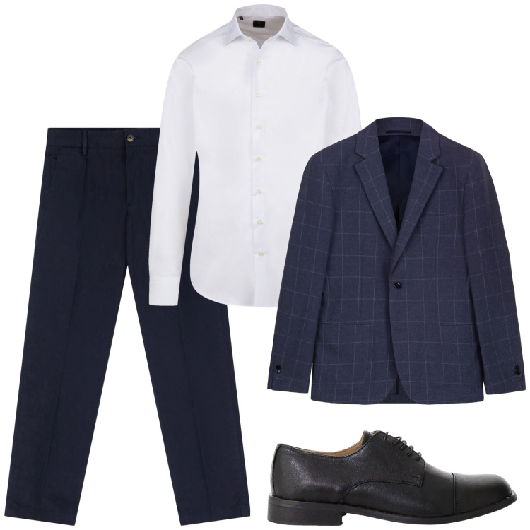 Outfit uomo - Completo spezzato. Stile Business/Elegante per Cerimonia. Abbinamento con pantaloni chino, scarpe stringate, camicie, giacche.