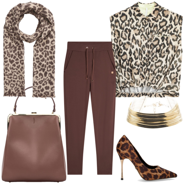Outfit donna - Scarpe sexy per ruggire in città. Stile Urban per Tutti i giorni. Abbinamento con sciarpe, camicie, pantaloni, braccialetti, borse a spalla, décolleté.