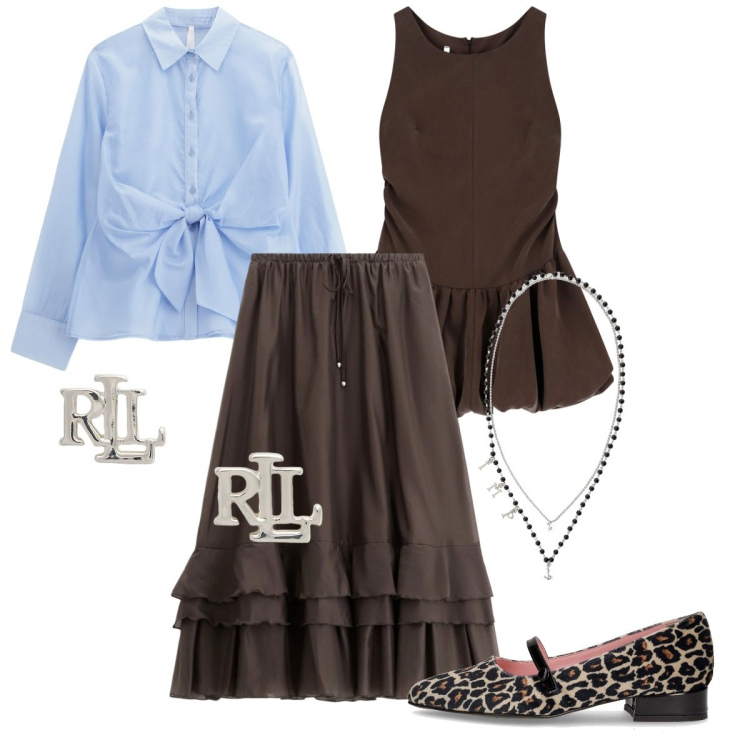 Outfit donna - Animalier portato con classe. Stile Urban per Tutti i giorni. Abbinamento con gonne lunghe, camicie, vestiti corti, collane, orecchini, ballerine.