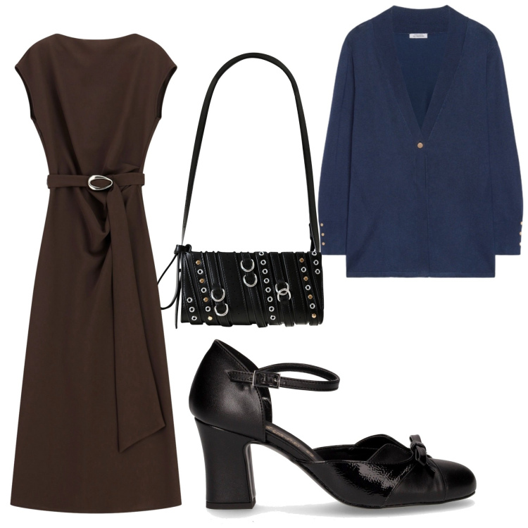 Outfit donna - Mary Jane per la mezza stagione. Stile Chic per Ufficio. Abbinamento con borse a spalla, vestiti lunghi, cardigans, décolleté.