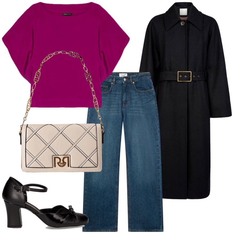 Outfit donna - Mary Jane per la mezza stagione. Stile Chic per Serata fuori. Abbinamento con jeans, borse a tracolla, bluse, décolleté, cappotti.
