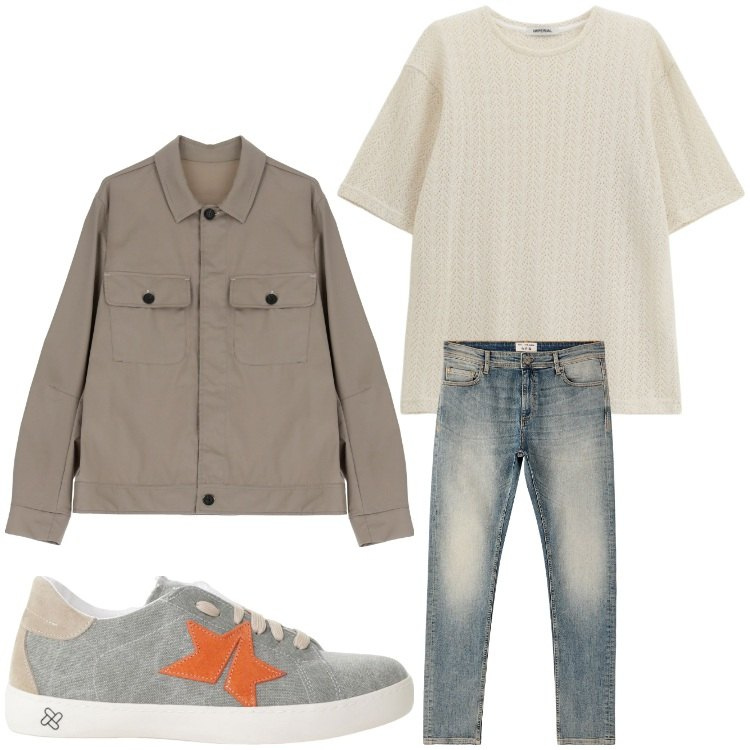 Outfit uomo - Il mio stile. Stile Casual per Serata speciale. Abbinamento con jeans skinny, giacche, sneakers, t-shirt.