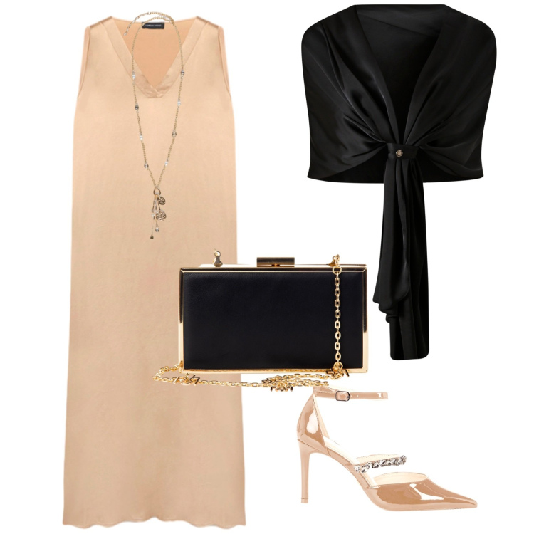 Outfit donna - Splendida serata. per Cerimonia. Abbinamento con scialli, pochette, décolleté, vestiti lunghi, ciondoli.