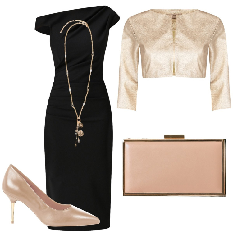 Outfit donna - Dettagli in panna. Stile Chic per Serata fuori. Abbinamento con vestiti a tubino, bolero, pochette, décolleté, ciondoli.