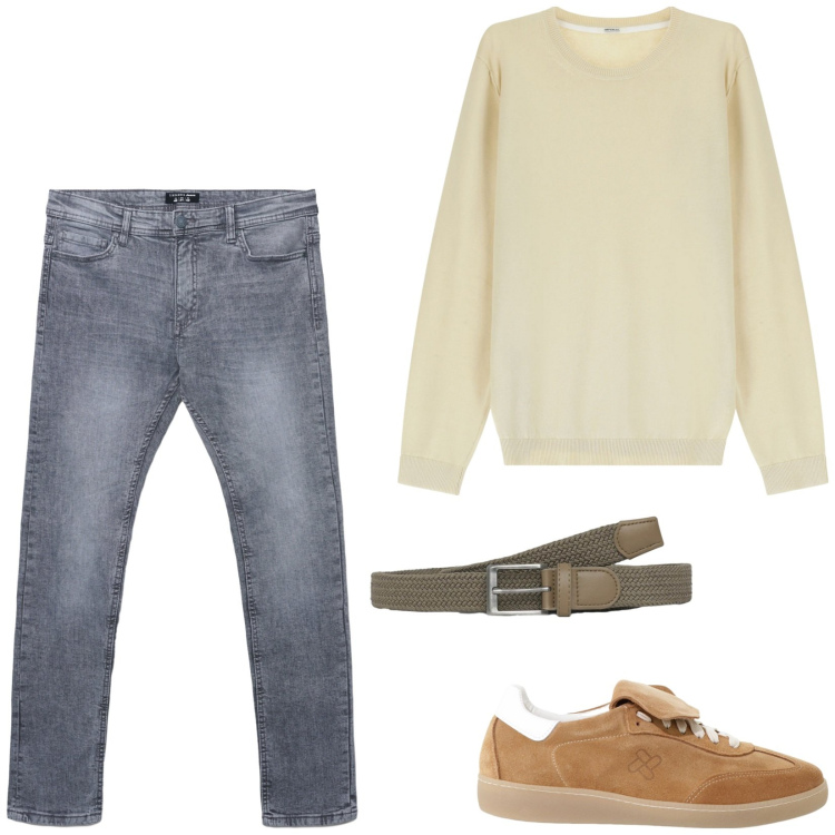 Outfit uomo - Total look #2249545. Stile Casual per Tutti i giorni. Abbinamento con cinture, jeans skinny, sneakers, maglieria.