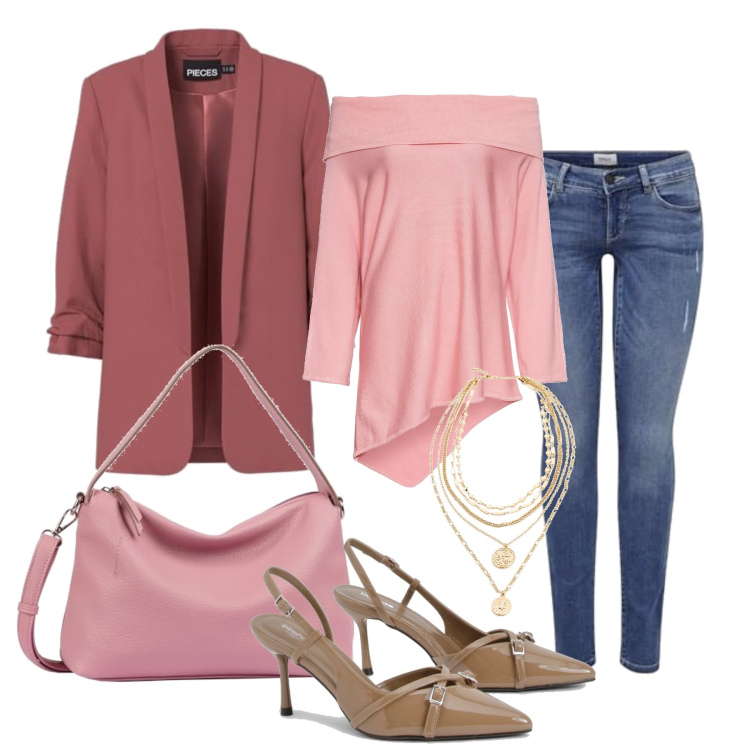 Outfit femme - Septembre. Style Casual chic pour Tous les jours. Assortir avec pulls et cardigans, colliers, chaussures à talon, jean skinny, sacs en bandoulière, blazers.