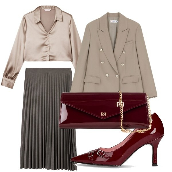 Outfit donna - Total look #2249748. Stile Casual chic per Tutti i giorni. Abbinamento con camicie, gonne lunghe, pochette, blazer, décolleté.