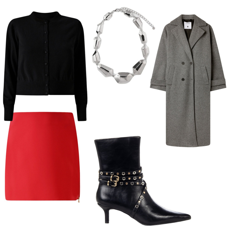 Outfit donna - Il maxi cappotto. Stile Casual chic per Serata fuori. Abbinamento con cappotti, stivaletti, cardigans, gonne, ciondoli.