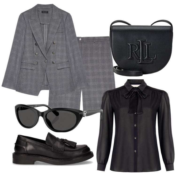 Outfit donna - Mannish brunch. Stile Mannish per Tutti i giorni. Abbinamento con camicie, borse a tracolla, occhiali da sole, bermuda, blazer, mocassini.