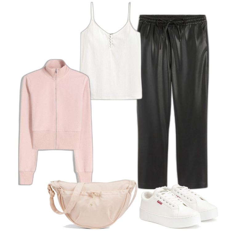 Outfit mujer - Sporty chic #3168. Estilo Sporty chic para Todos los días. Combinación con sudaderas, sneakers, riñoneras, camisetas sin mangas, pantalones.