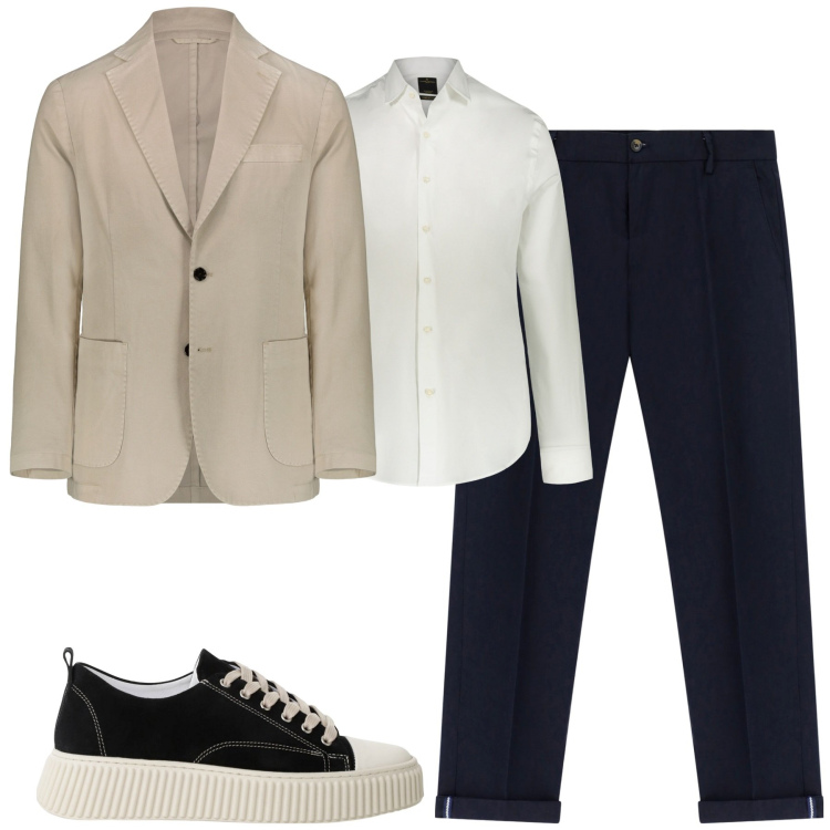 Outfit uomo - City. Stile Business/Elegante per Tutti i giorni. Abbinamento con sneakers, pantaloni chino, camicie, giacche.