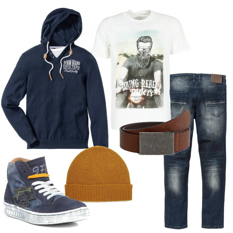 Outfit uomo - Easy & Dino IV Leggenda. Stile Casual per Tutti i giorni. Abbinamento con jeans slim fit.