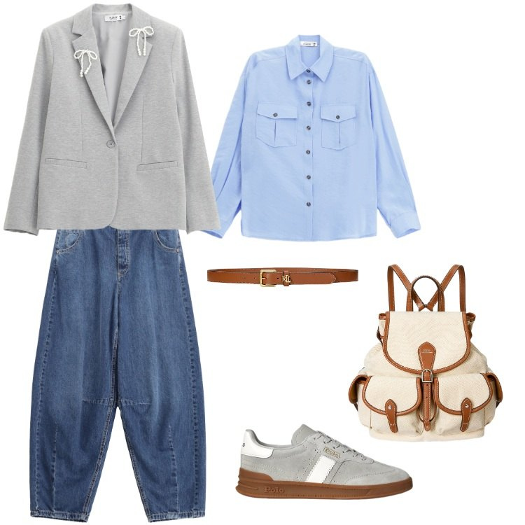 Outfit donna - Please let\'s go. Stile Sporty chic per Tutti i giorni. Abbinamento con camicie, blazer, jeans, zaini, cinture, sneakers.