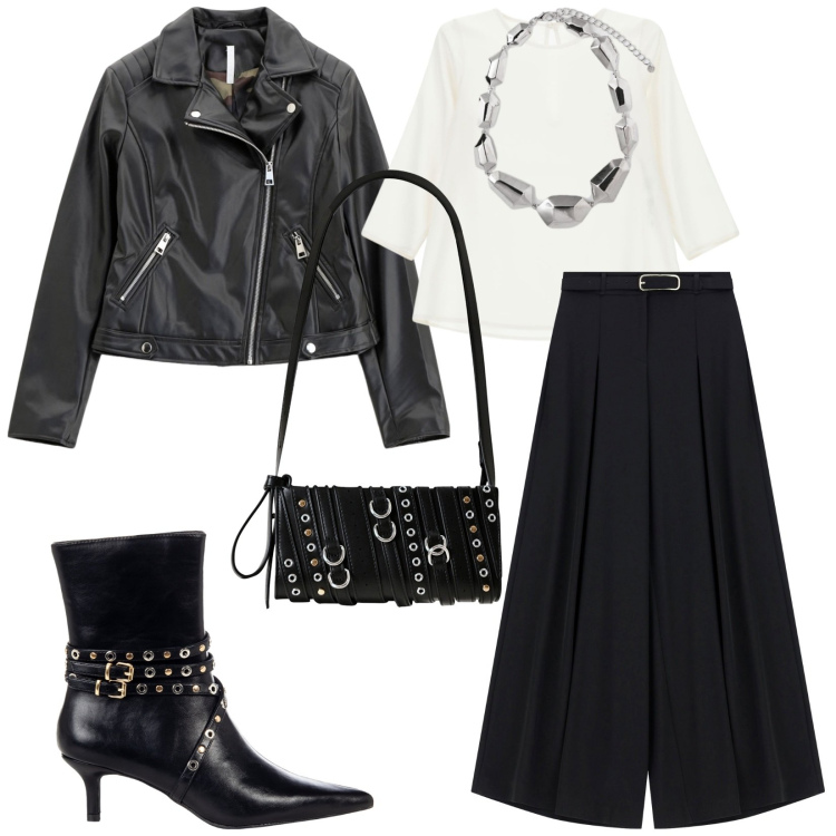 Outfit donna - Ascoltiamo musica. per Serata fuori. Abbinamento con stivaletti, borse a spalla, pantaloni, blazer, bluse, ciondoli.