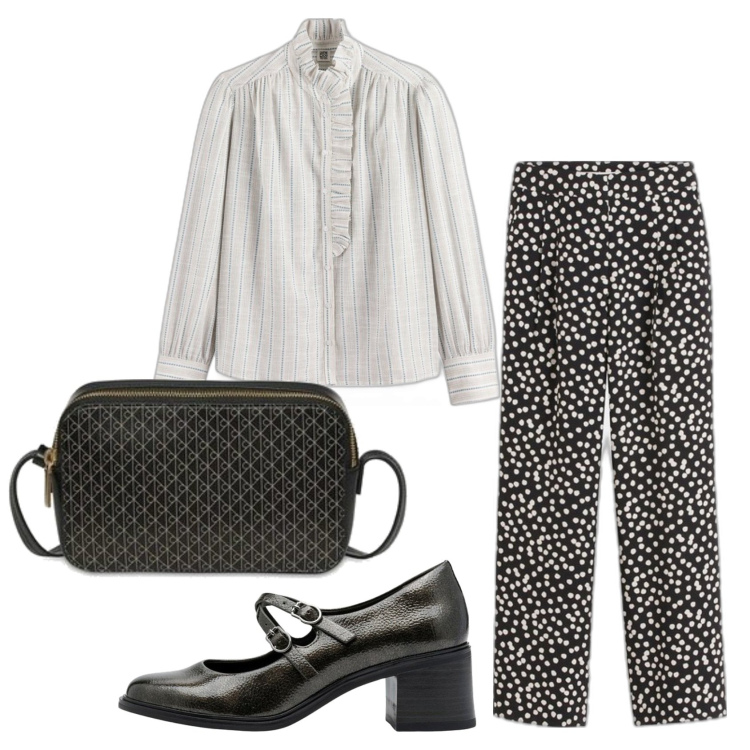 Outfit mujer - Urban style. Estilo Urban para Oficina. Combinación con bailarinas, pantalones palazzo, camisas, bolsos de mano.