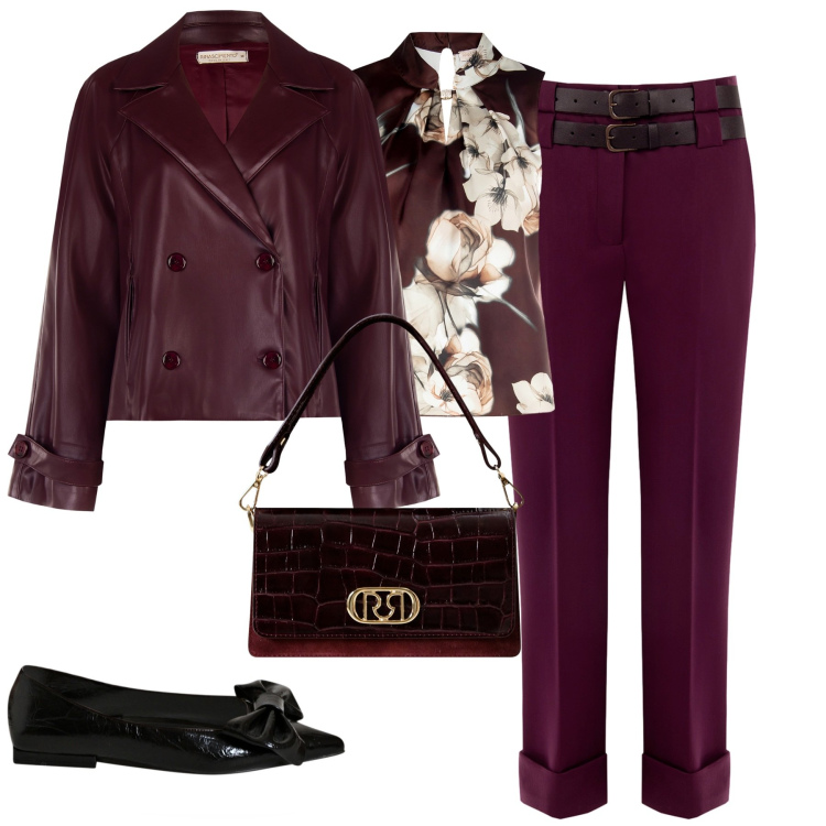 Outfit donna - Rinascimento. Stile Trendy per Tutti i giorni. Abbinamento con pantaloni, top, giacche, ballerine, borse a mano.