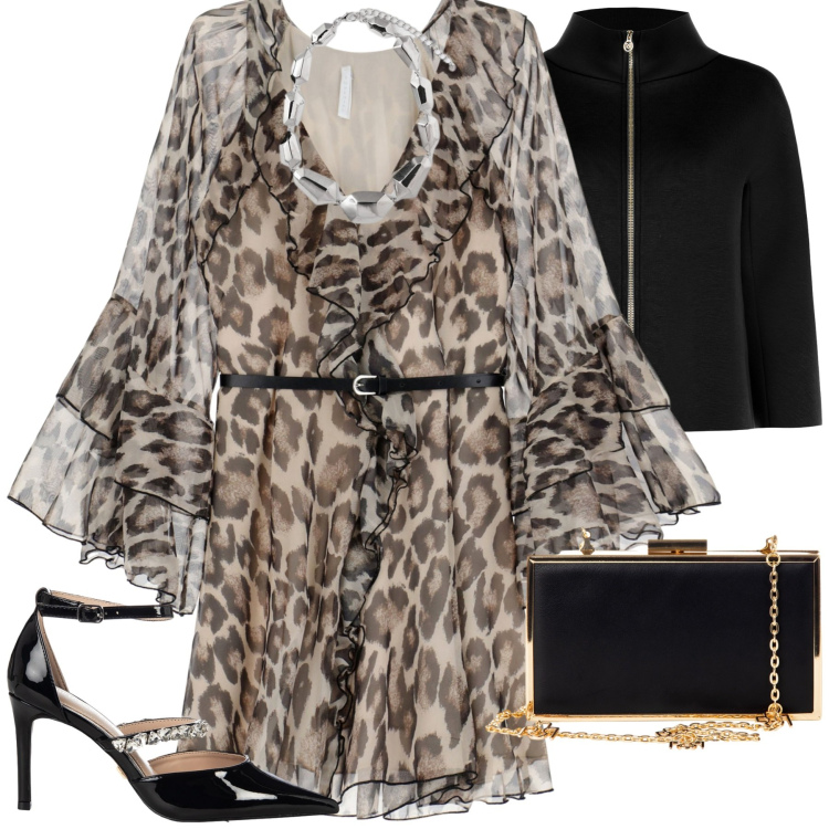 Outfit donna - Serata. Stile Sexy per Serata fuori. Abbinamento con pochette, cappe, décolleté, vestiti corti, ciondoli.