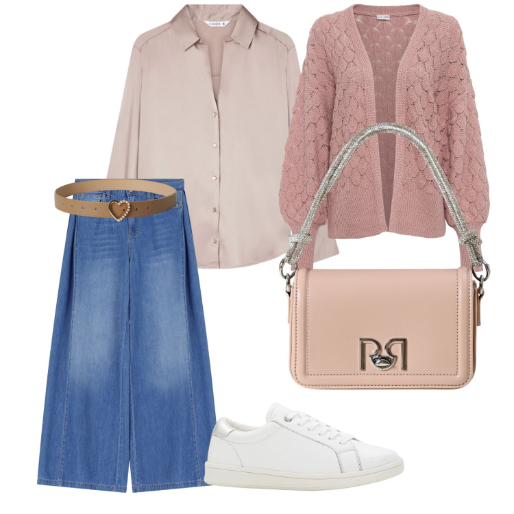 Outfit donna - In città. per Tutti i giorni. Abbinamento con sneakers, cardigans, cinture, camicie, borse a mano, jeans.