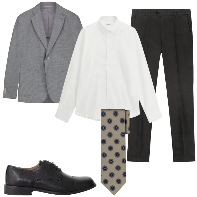 Outfit uomo - Completo spezzato. Stile Business/Elegante per Cerimonia. Abbinamento con camicie, scarpe stringate, cravatte, giacche, pantaloni chino.