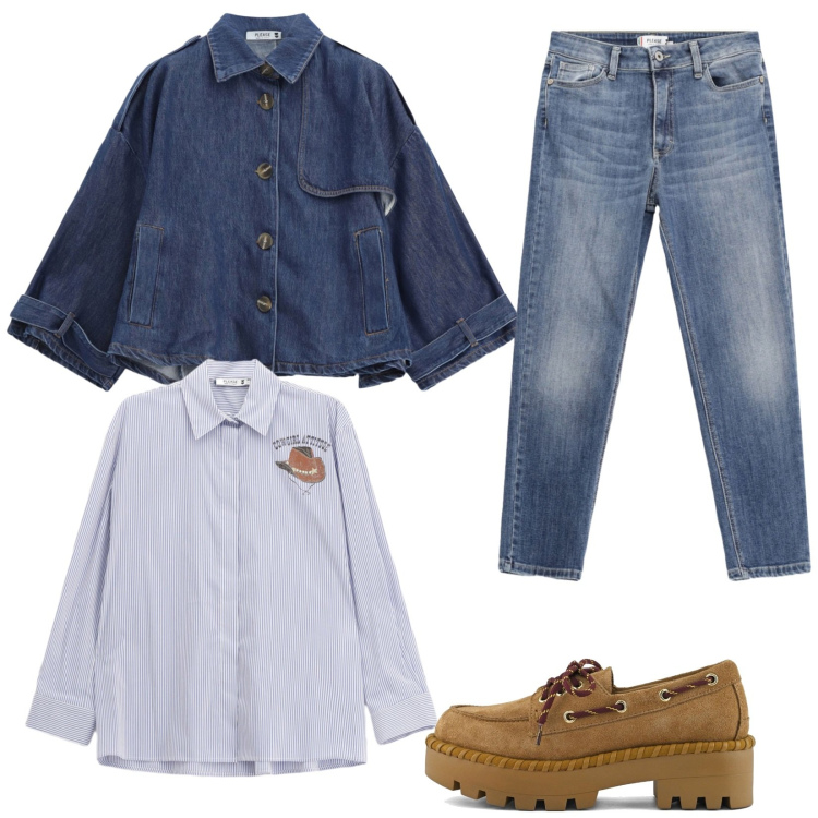 Outfit donna - Giubbino di jeans. Stile Vintage retrò per Tutti i giorni. Abbinamento con blazer, camicie, jeans skinny, mocassini.