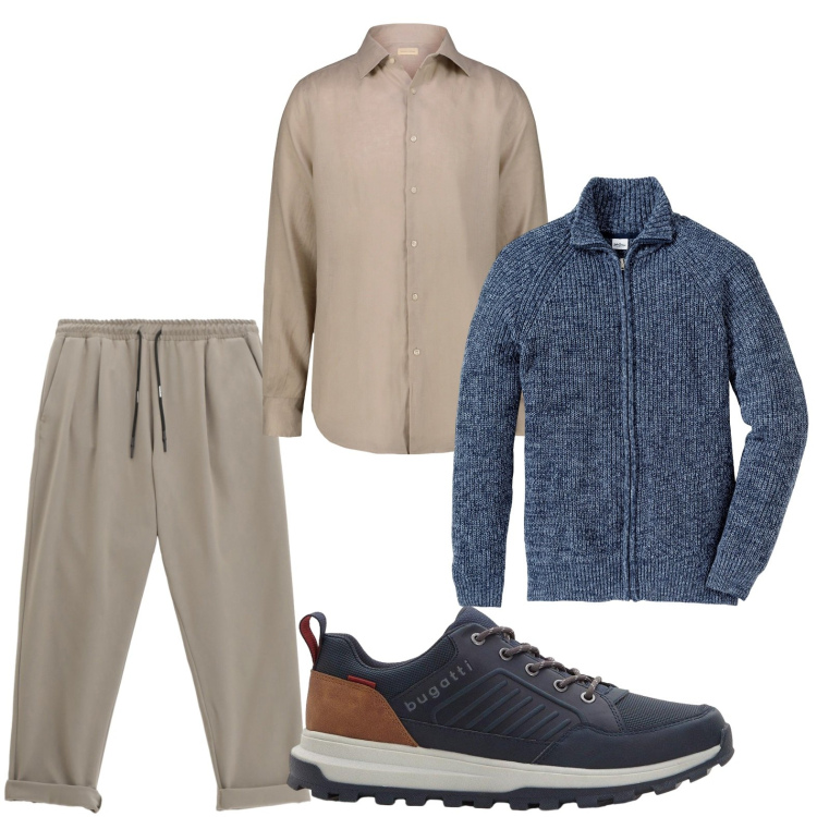 Outfit uomo - Il pull con la zip. Stile Trendy per Ufficio. Abbinamento con cardigans, sneakers, pantaloni, camicie.